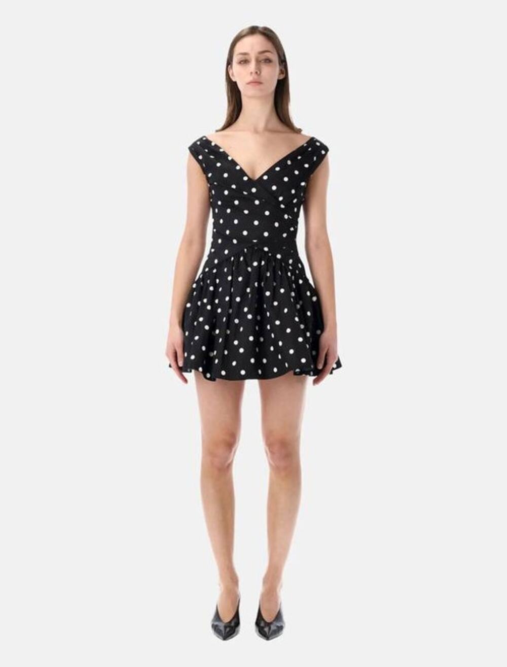 Self Portrait Polka Dot Mini Dress in Black 4